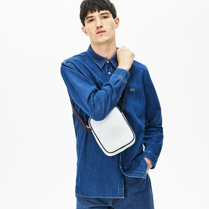 1930s Original Coated Canvas Vertical Bag White Peacoat Mens Lacoste Bags USA 1930s Original Coated Canvas Vertical Bag White Peacoat Mens Lacoste Bags USA
