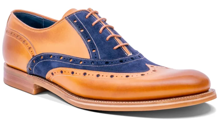 Abingdon 8211 Cedar CalfNavy Suede Mens Barker Shoes Brogues
