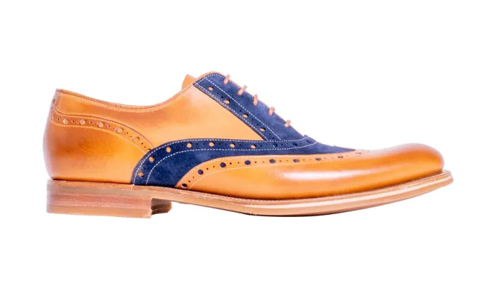 Abingdon 8211 Cedar CalfNavy Suede Mens Barker Shoes Brogues
