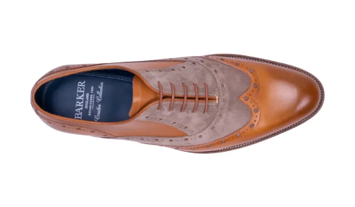 Abingdon 8211 Cedar CalfParchment Suede Mens Barker Shoes Brogues