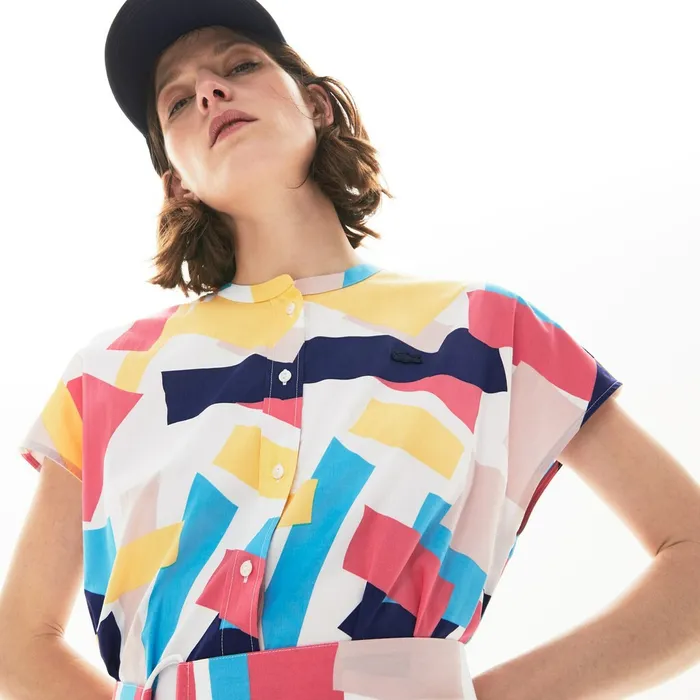 AbstractPrint Shirtdress White Womens Lacoste Dresses and Skirts Gift 4 You