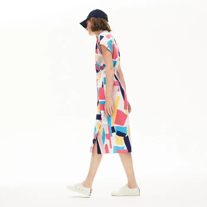 AbstractPrint Shirtdress White Womens Lacoste Dresses and Skirts Gift 4 You