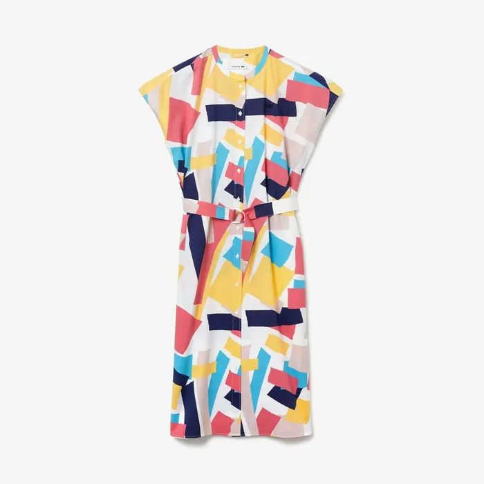 AbstractPrint Shirtdress White Womens Lacoste Dresses and Skirts Gift 4 You