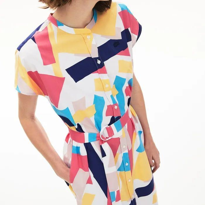 AbstractPrint Shirtdress White Womens Lacoste Dresses and Skirts Gift 4 You