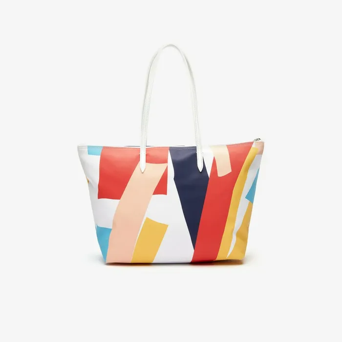 Abstract Print Shopping Bag L Allover Womens Lacoste Bags Near Me