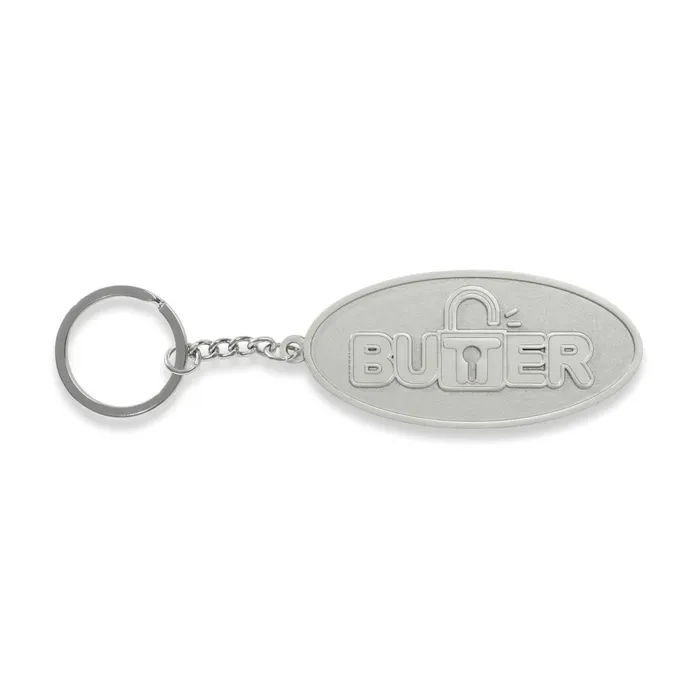 Accessories Men Butter Goods Lock Metal Keychain Matte Silver
