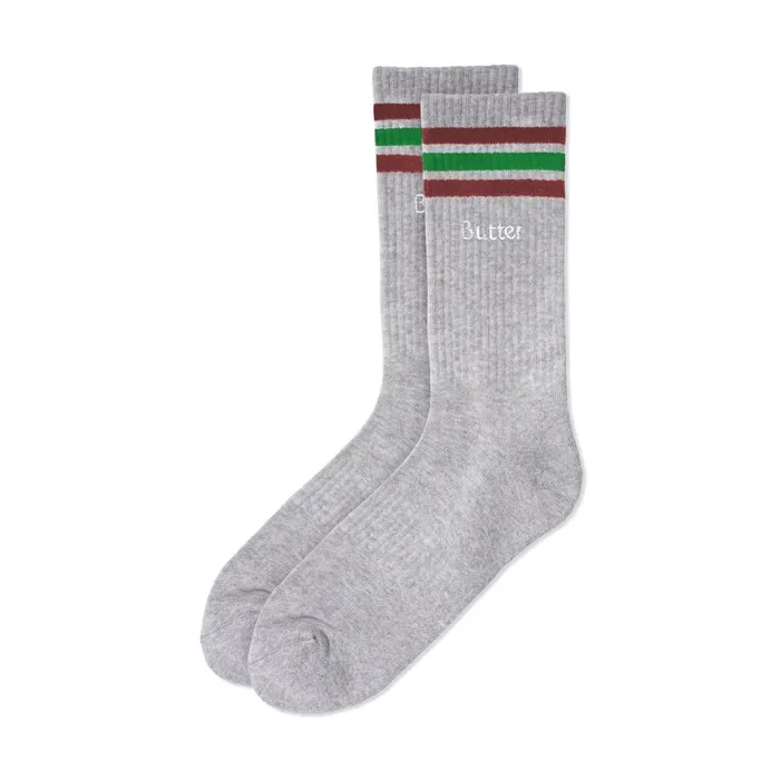Accessories Men Butter Goods Stripe Socks Grey Heather