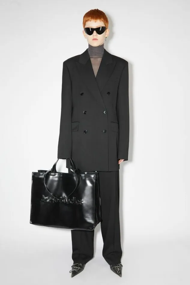 Acne Studios Bags Woman Logo Shoulder Tote Bag Black