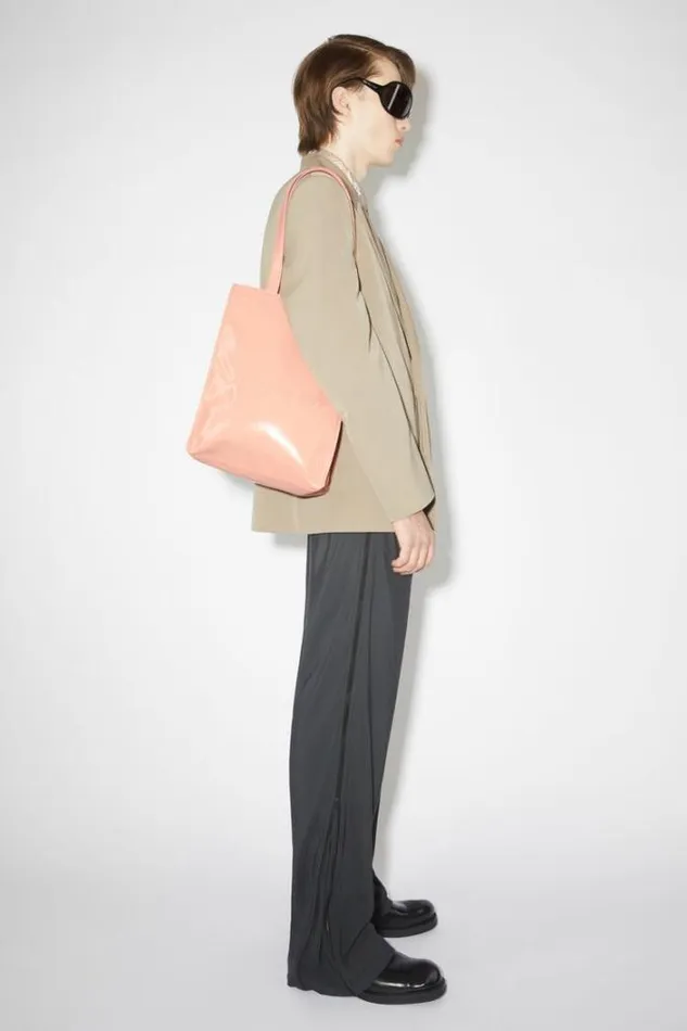 Acne Studios Bags Woman Logo Shoulder Tote Bag Salmon Pink