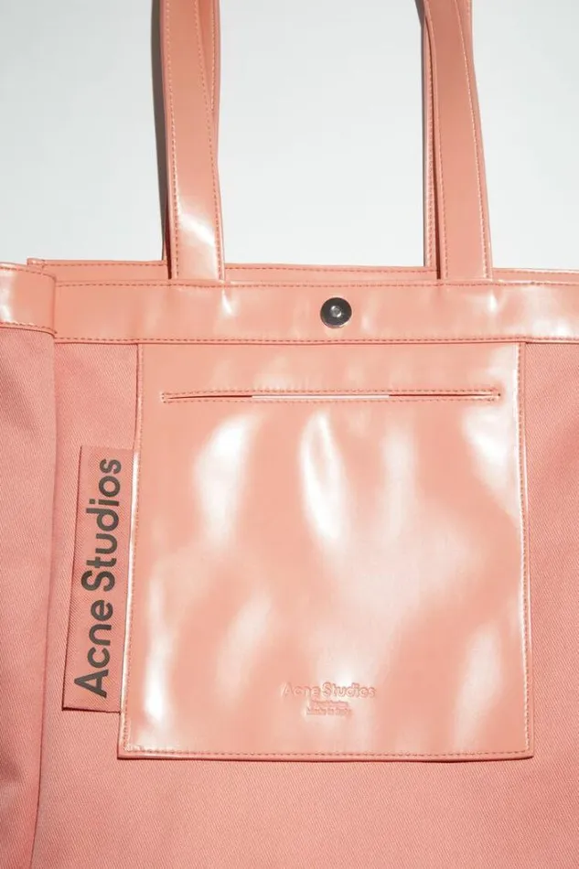 Acne Studios Bags Woman Logo Shoulder Tote Bag Salmon Pink
