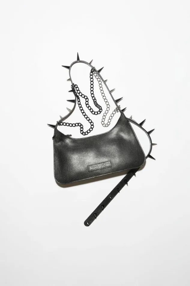 Acne Studios Bags Woman Platt Spike Mini Shoulder BagRunway Show Black
