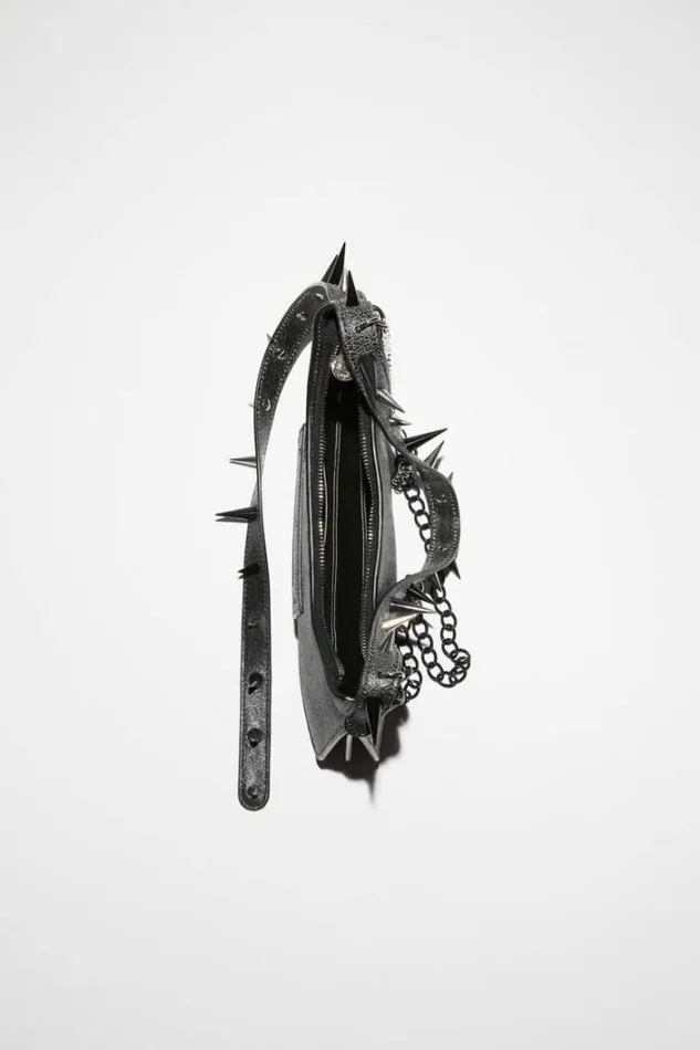 Acne Studios Bags Woman Platt Spike Mini Shoulder BagRunway Show Black