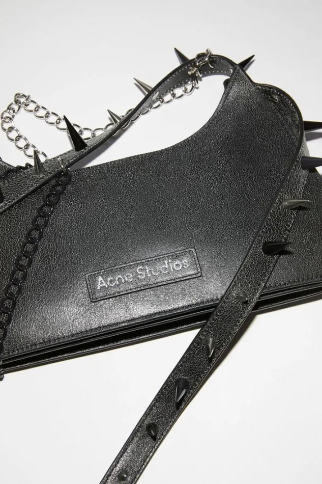 Acne Studios Bags Woman Platt Spike Mini Shoulder BagRunway Show Black
