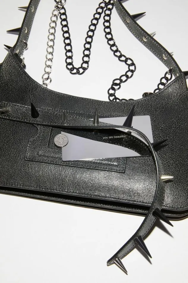 Acne Studios Bags Woman Platt Spike Mini Shoulder BagRunway Show Black