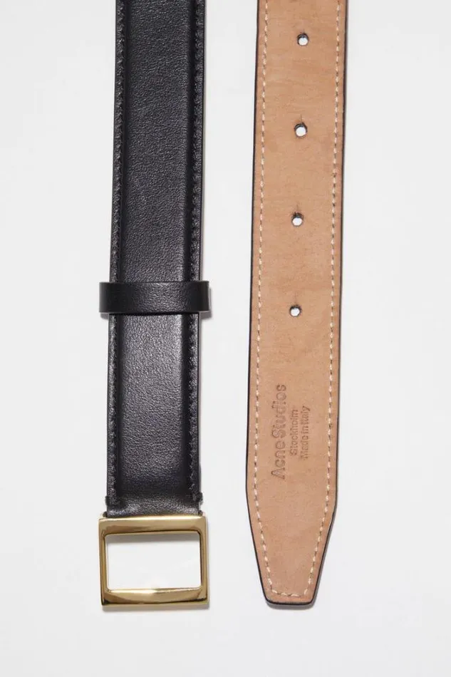 Acne Studios Belts Woman Leather Buckle Belt BlackGold