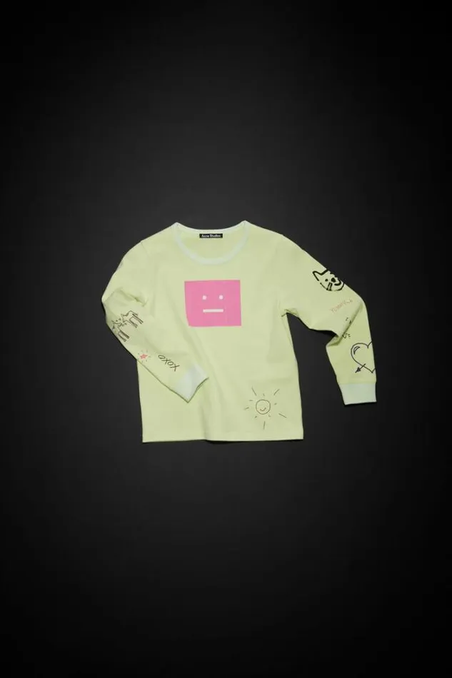 Acne Studios Children Woman Scribbles Long Sleeve Tshirt Flou Green