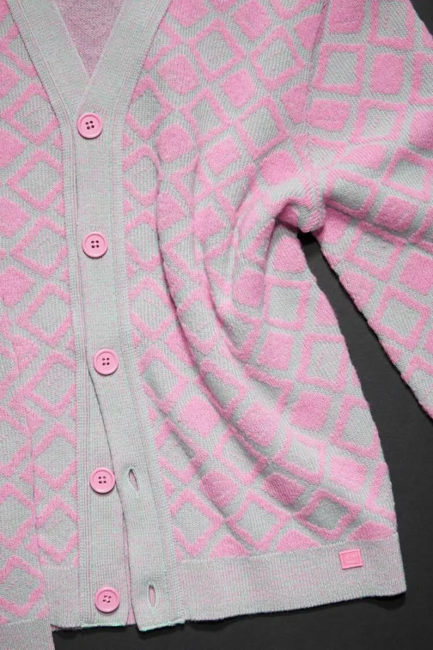 Acne Studios Children Woman Wool Blend Cardigan Bubble PinkSpring Green