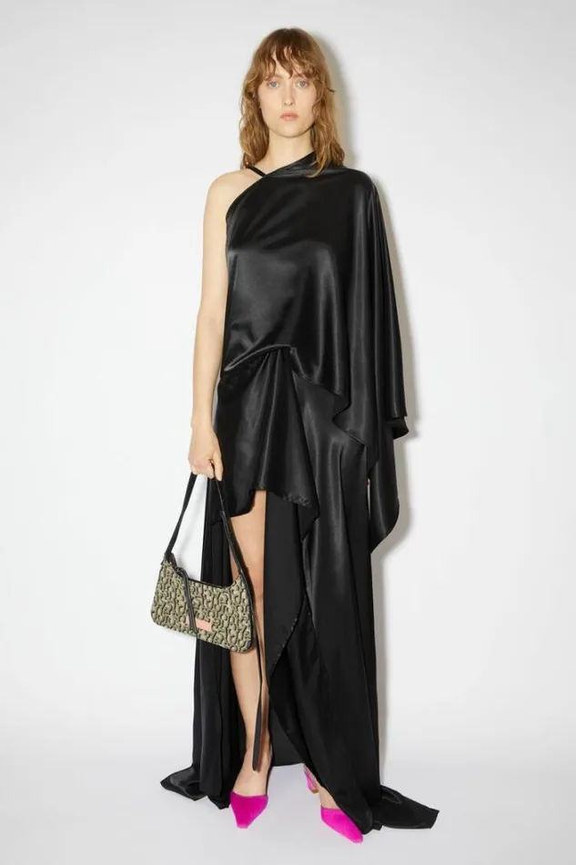 Acne Studios Dresses Woman Asymmetric Satin DressRunway Show Black