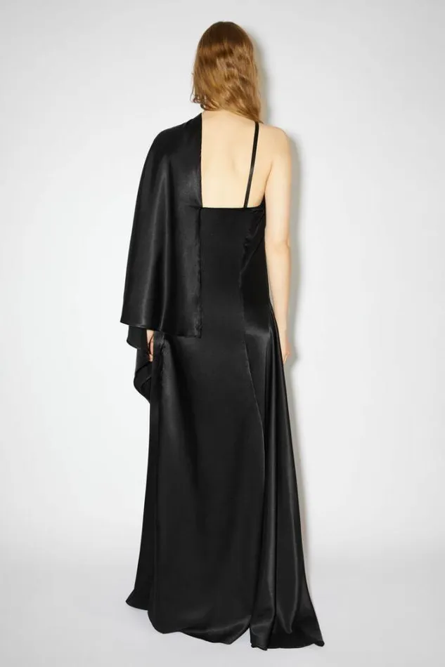Acne Studios Dresses Woman Asymmetric Satin DressRunway Show Black