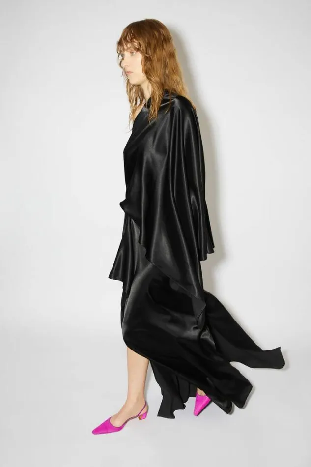 Acne Studios Dresses Woman Asymmetric Satin DressRunway Show Black