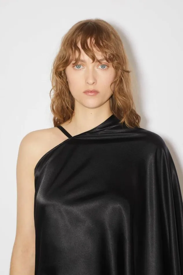 Acne Studios Dresses Woman Asymmetric Satin DressRunway Show Black