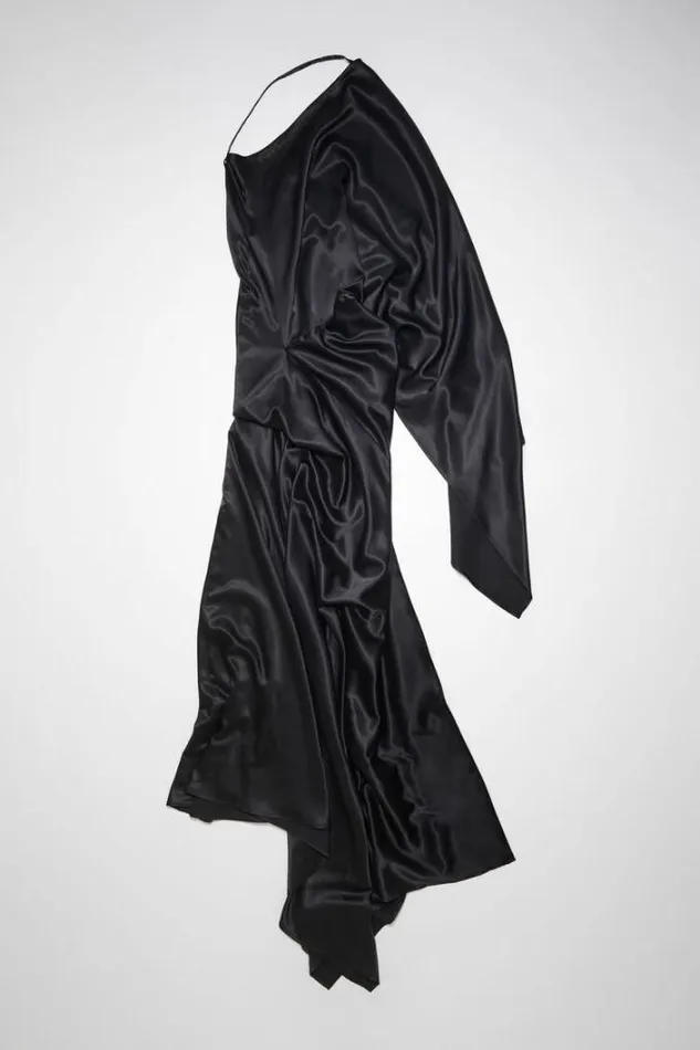 Acne Studios Dresses Woman Asymmetric Satin DressRunway Show Black