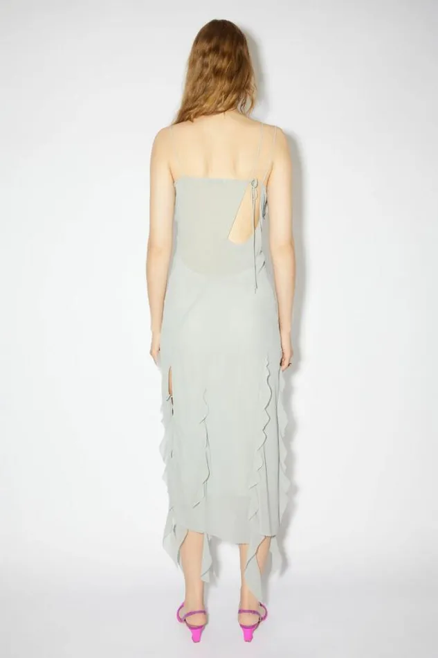 Acne Studios Dresses Woman Chiffon Ruffle Dress Dusty Blue
