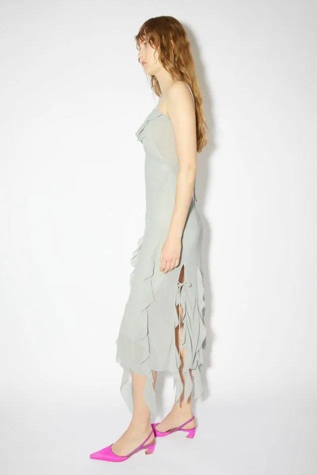 Acne Studios Dresses Woman Chiffon Ruffle Dress Dusty Blue