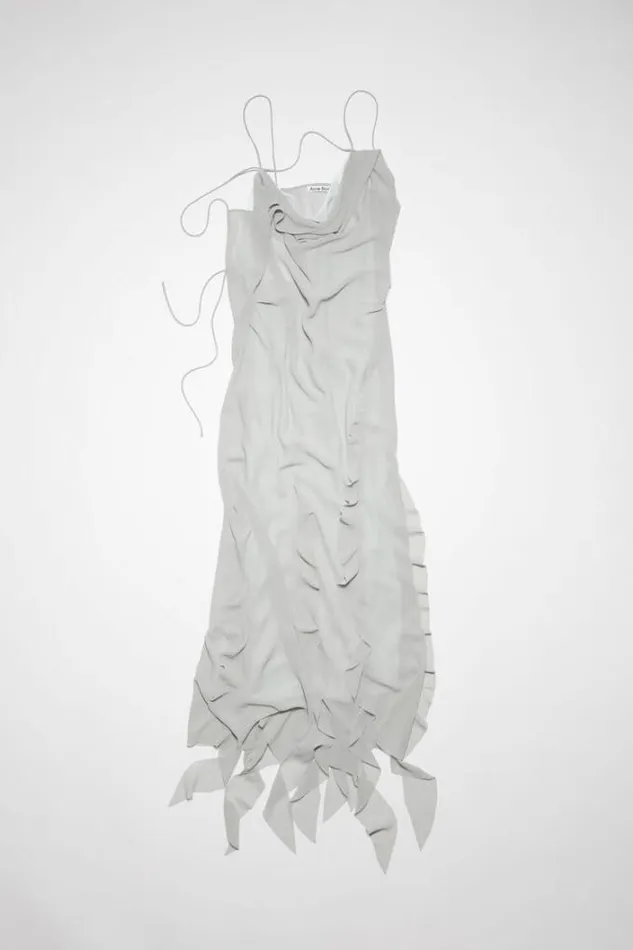 Acne Studios Dresses Woman Chiffon Ruffle Dress Dusty Blue