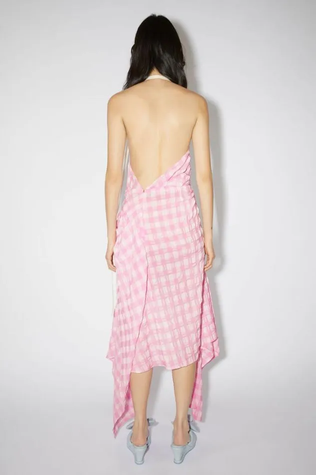 Acne Studios Dresses Woman Gingham Bow DressRunway Show Pink