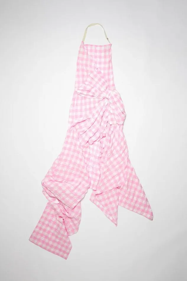 Acne Studios Dresses Woman Gingham Bow DressRunway Show Pink