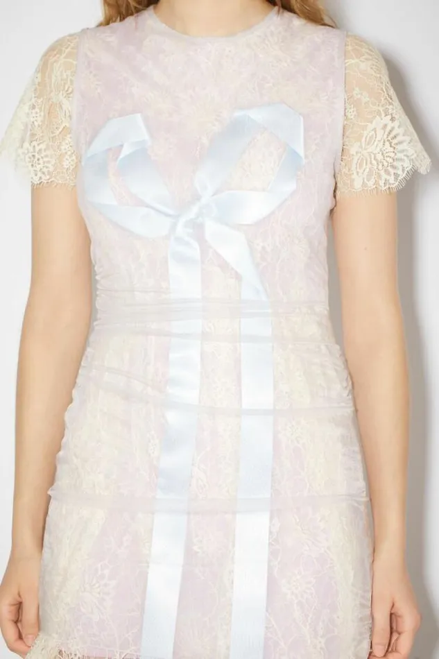 Acne Studios Dresses Woman Lace Bow DressRunway Show Light Grey