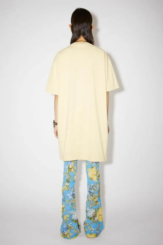 Acne Studios Dresses Woman Logo Tshirt Dress Vanilla Yellow