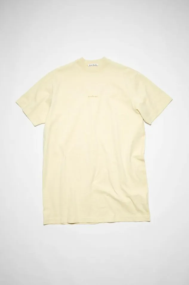 Acne Studios Dresses Woman Logo Tshirt Dress Vanilla Yellow