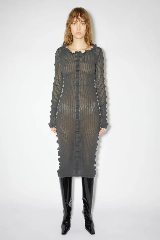 Acne Studios Dresses Woman Long Sleeve DressRunway Show Charcoal Grey