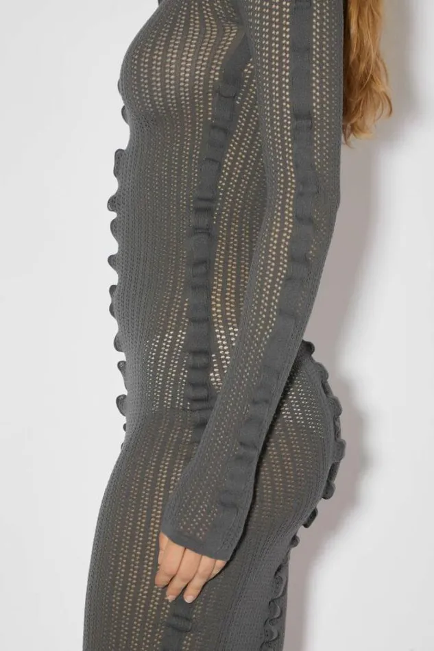Acne Studios Dresses Woman Long Sleeve DressRunway Show Charcoal Grey