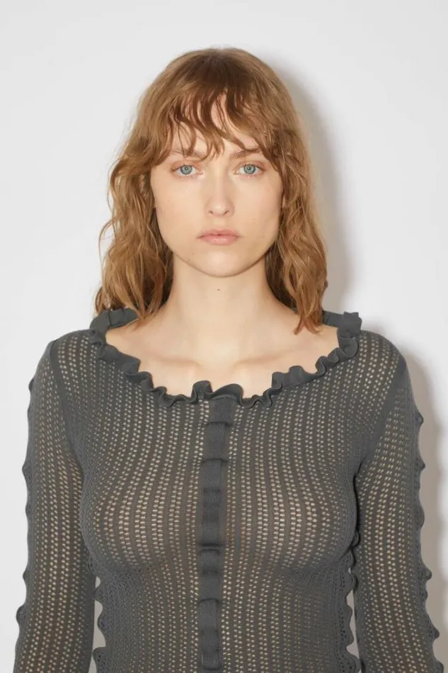Acne Studios Dresses Woman Long Sleeve DressRunway Show Charcoal Grey