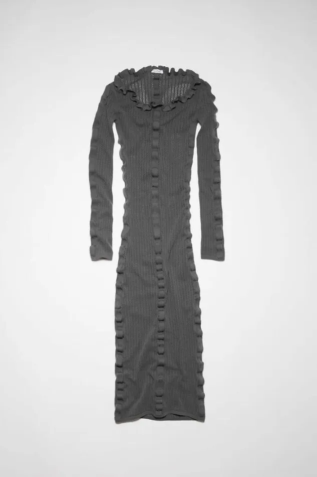 Acne Studios Dresses Woman Long Sleeve DressRunway Show Charcoal Grey