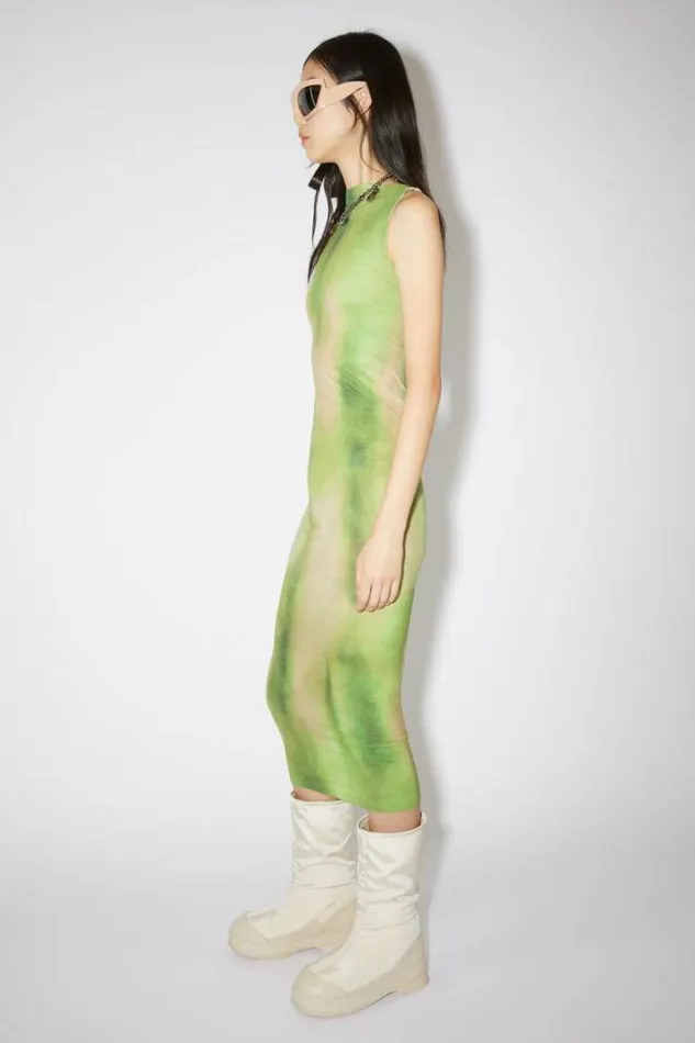 Acne Studios Dresses Woman Printed Dress Lime Green