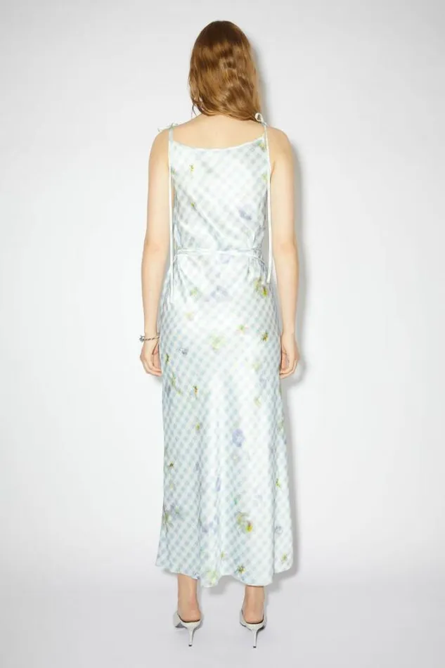 Acne Studios Dresses Woman Printed Satin Dress Light Blue