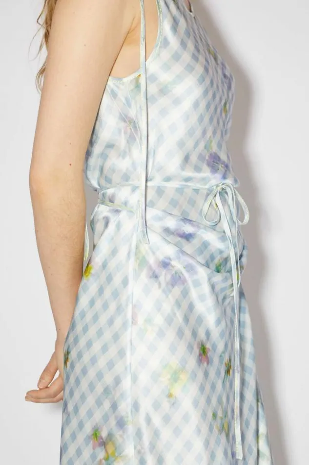 Acne Studios Dresses Woman Printed Satin Dress Light Blue