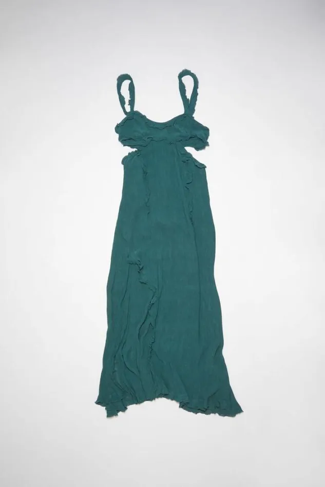 Acne Studios Dresses Woman Ruffle Slip Dress Petrol Blue