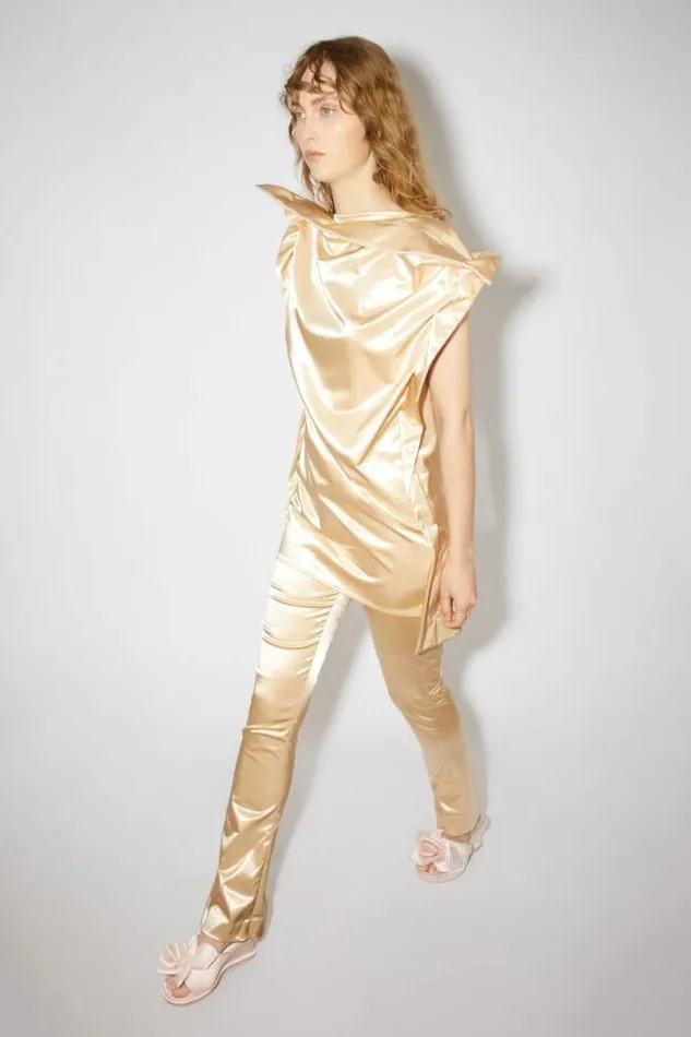 Acne Studios Dresses Woman Satin DressRunway Show Champagne Beige