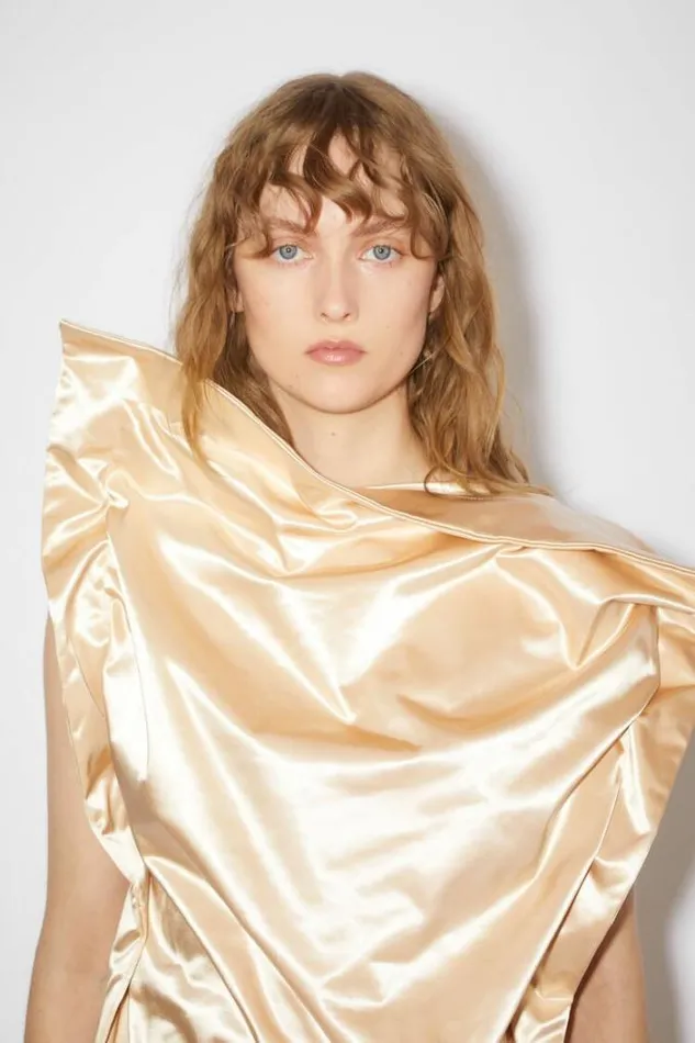 Acne Studios Dresses Woman Satin DressRunway Show Champagne Beige
