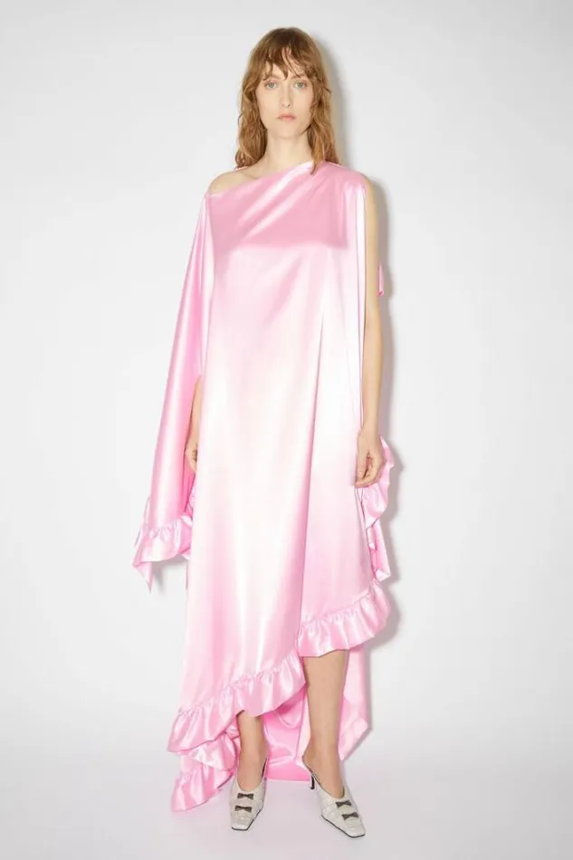 Acne Studios Dresses Woman Satin Ruffle DressRunway Show Pink