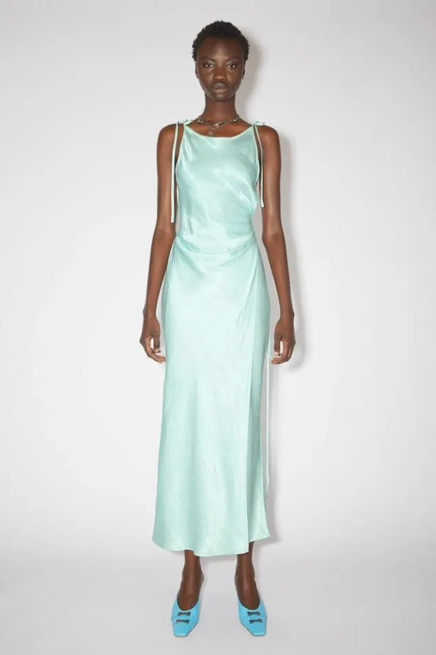 Acne Studios Dresses Woman Satin Wrap Dress Spearmint Green