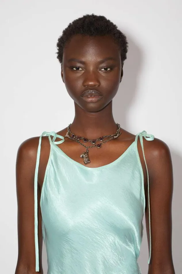 Acne Studios Dresses Woman Satin Wrap Dress Spearmint Green