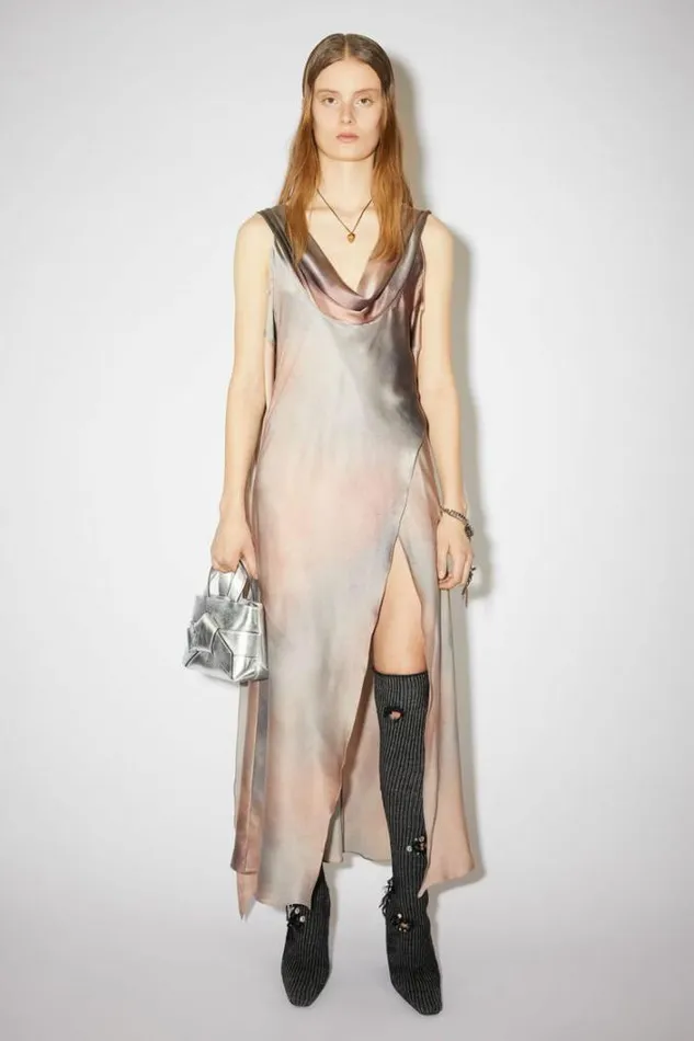 Acne Studios Dresses Woman Silk Cowl Neckline Dress Dark Brown
