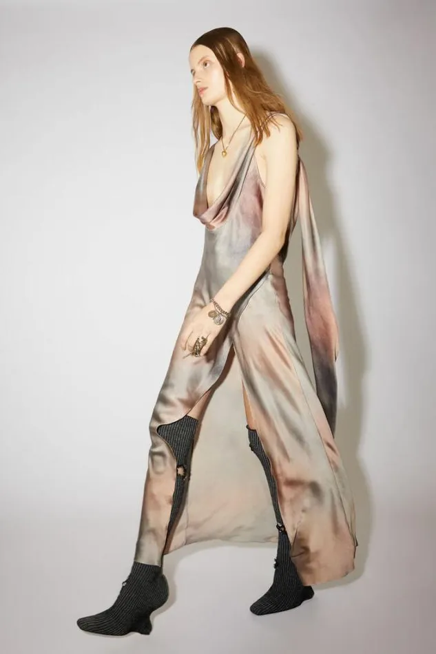 Acne Studios Dresses Woman Silk Cowl Neckline Dress Dark Brown