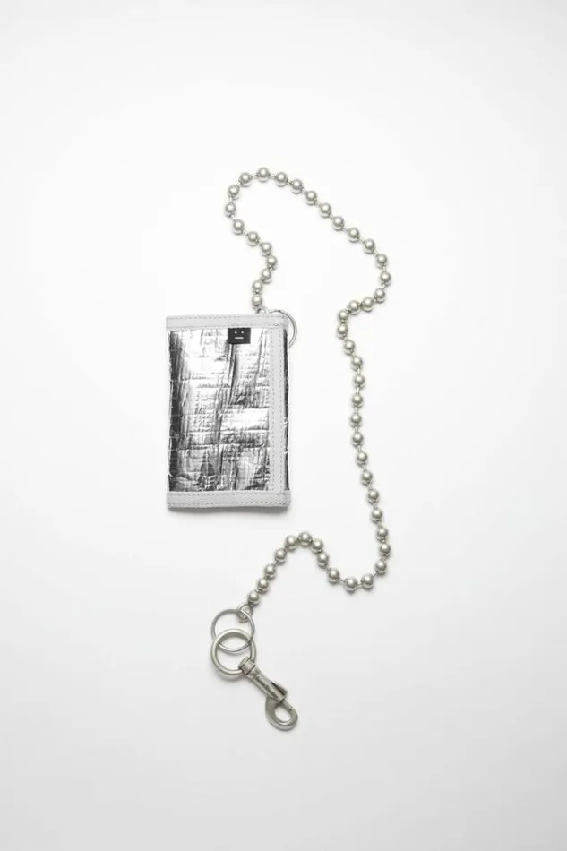 Acne Studios Face Collection Woman Ball Chain Wallet Silver